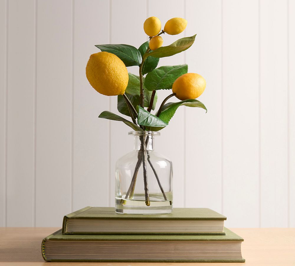 Faux Composed Lemon Branch Arrangements, Set of 2