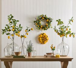 Faux Composed Lemon Branch Arrangements, Set of 2
