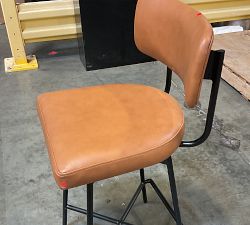 Open Box: Maison Leather Counter Height Swivel Stool, Statesville Caramel - Bronze Legs