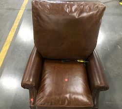 Open Box: James Roll Arm Leather Manual Recliner - Statesville Leather , Molasses