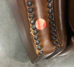 Open Box: James Roll Arm Leather Manual Recliner - Statesville Leather , Molasses
