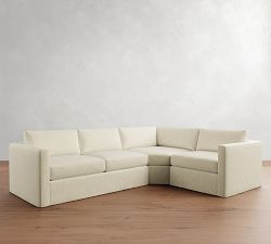 Carmel Slim Arm Slipcovered 3-Piece Wedge Sectional (120&quot;&ndash;126&quot;)