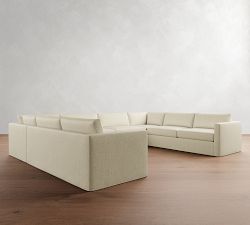 Carmel Slim Arm Slipcovered U-Shaped Sectional (144")