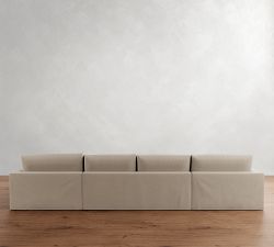 Westwood Square Arm Deep Seat Slipcovered Double Chaise Sectional (185")