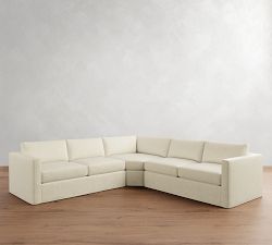 Carmel Slim Arm Slipcovered 3-Piece L-Shaped Wedge Sectional (120"&ndash;127")
