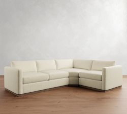 Carmel Slim Arm Wood Base 3-Piece Wedge Sectional (120")