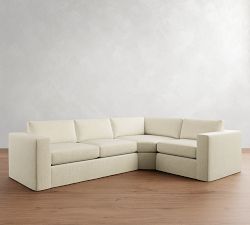 Carmel Wide Arm Slipcovered 3-Piece Wedge Sectional (123&quot;&ndash;129&quot;)