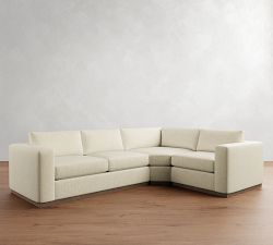 Carmel Wide Arm Wood Base 3-Piece Wedge Sectional (123&quot;)