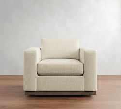 Carmel Wide Arm Wood Base Swivel Chair