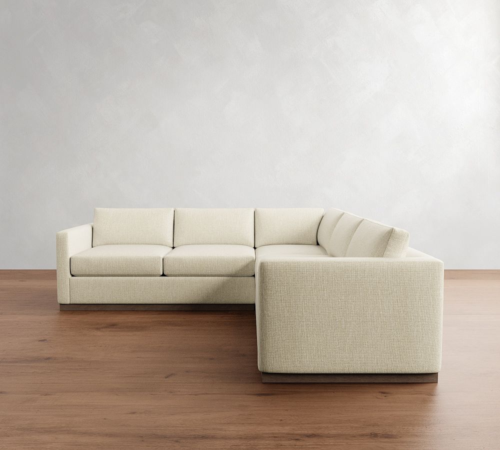 Carmel Slim Arm Wood Base 3-Piece L-Shaped Sectional (110&quot;)