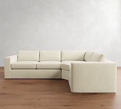 Carmel Wide Arm Slipcovered 3-Piece Wedge Sectional (123&quot;&ndash;129&quot;)