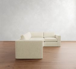 Carmel Wide Arm Slipcovered 3-Piece Wedge Sectional (123&quot;&ndash;129&quot;)