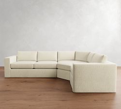 Carmel Wide Arm Slipcovered 3-Piece Wedge Sectional (123&quot;&ndash;129&quot;)