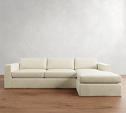 Carmel Wide Arm Slipcovered Chaise Sectional (113"&ndash;135")