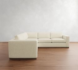 Carmel Wide Arm Wood Base 3-Piece L-Shaped Sectional (113")