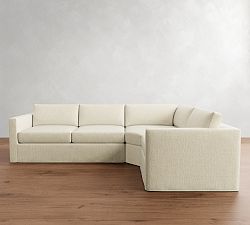 Carmel Slim Arm Slipcovered 3-Piece Wedge Sectional (120&quot;&ndash;126&quot;)