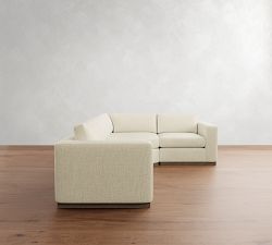Carmel Wide Arm Wood Base 3-Piece Wedge Sectional (123&quot;)