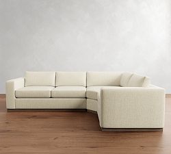Carmel Wide Arm Wood Base 3-Piece Wedge Sectional (123&quot;)