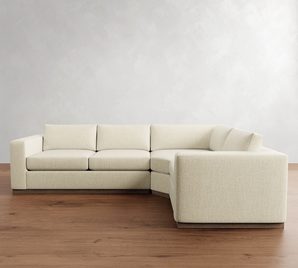 Carmel Wide Arm Wood Base 3-Piece Wedge Sectional (123&quot;)