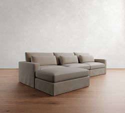 Westwood Square Arm Deep Seat Slipcovered Modular Chaise Sectional (142")