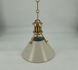 Open Box: Jocelyn Flared Metal Pendant, 9.5&quot; Small - White/Brass