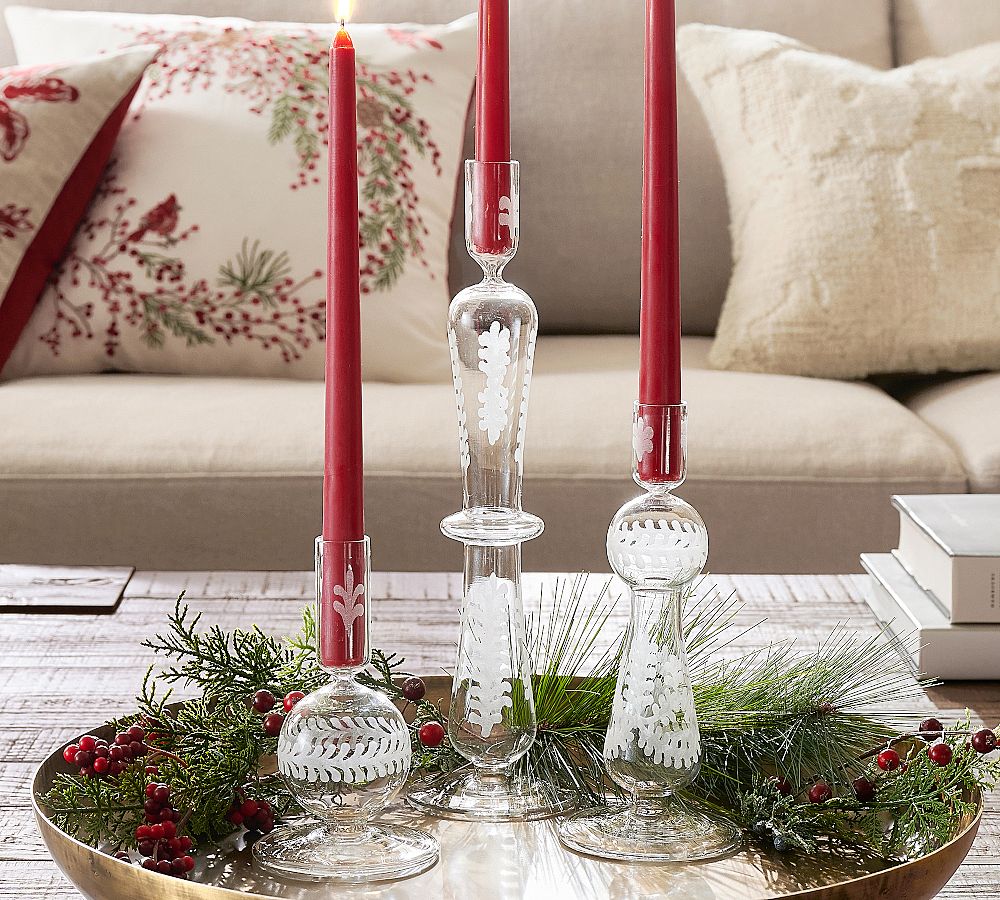 Etched Glass Candle Holder