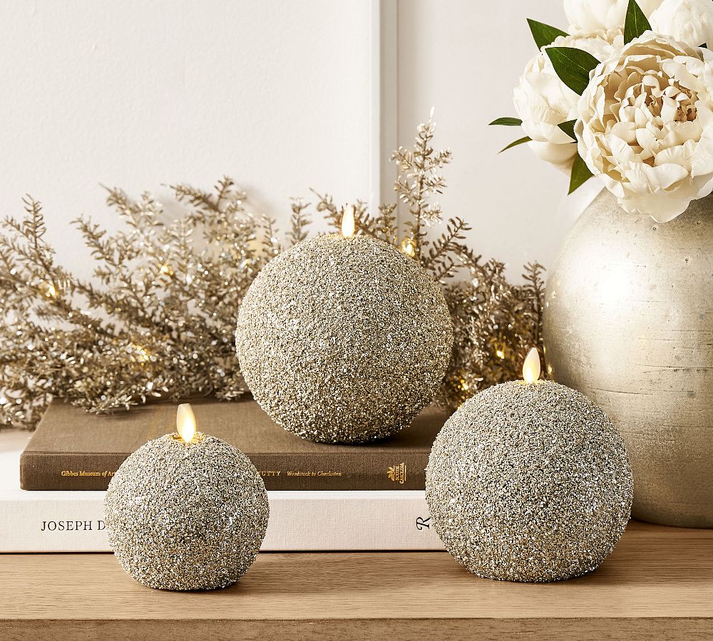 Premium Flickering Flameless Glitter Ornament Candle