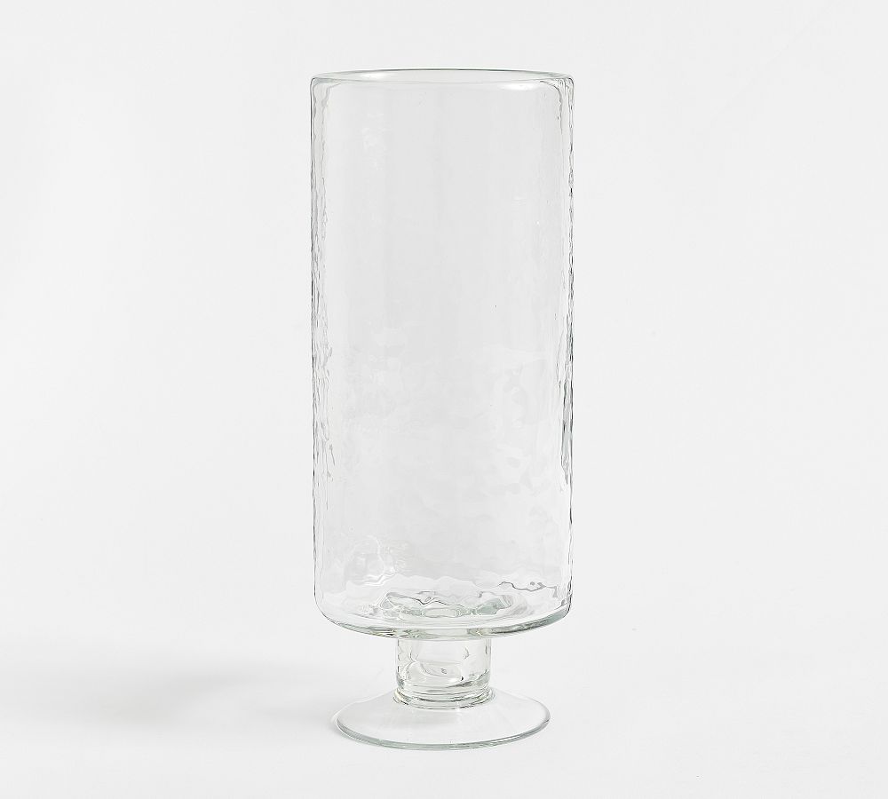 Hammered Pedestal Hurricane Candle Holder - Medium