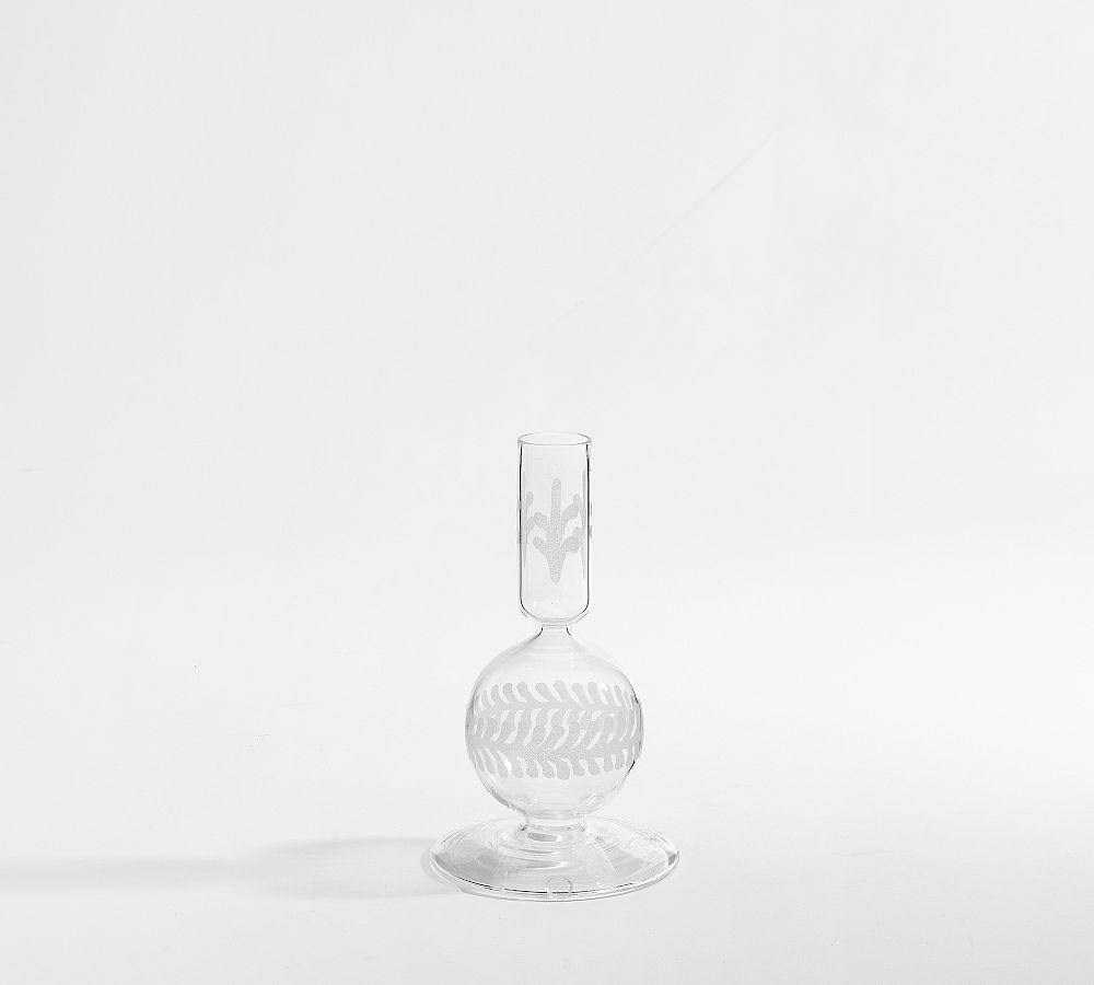 Etched Glass Candle Holder - Small