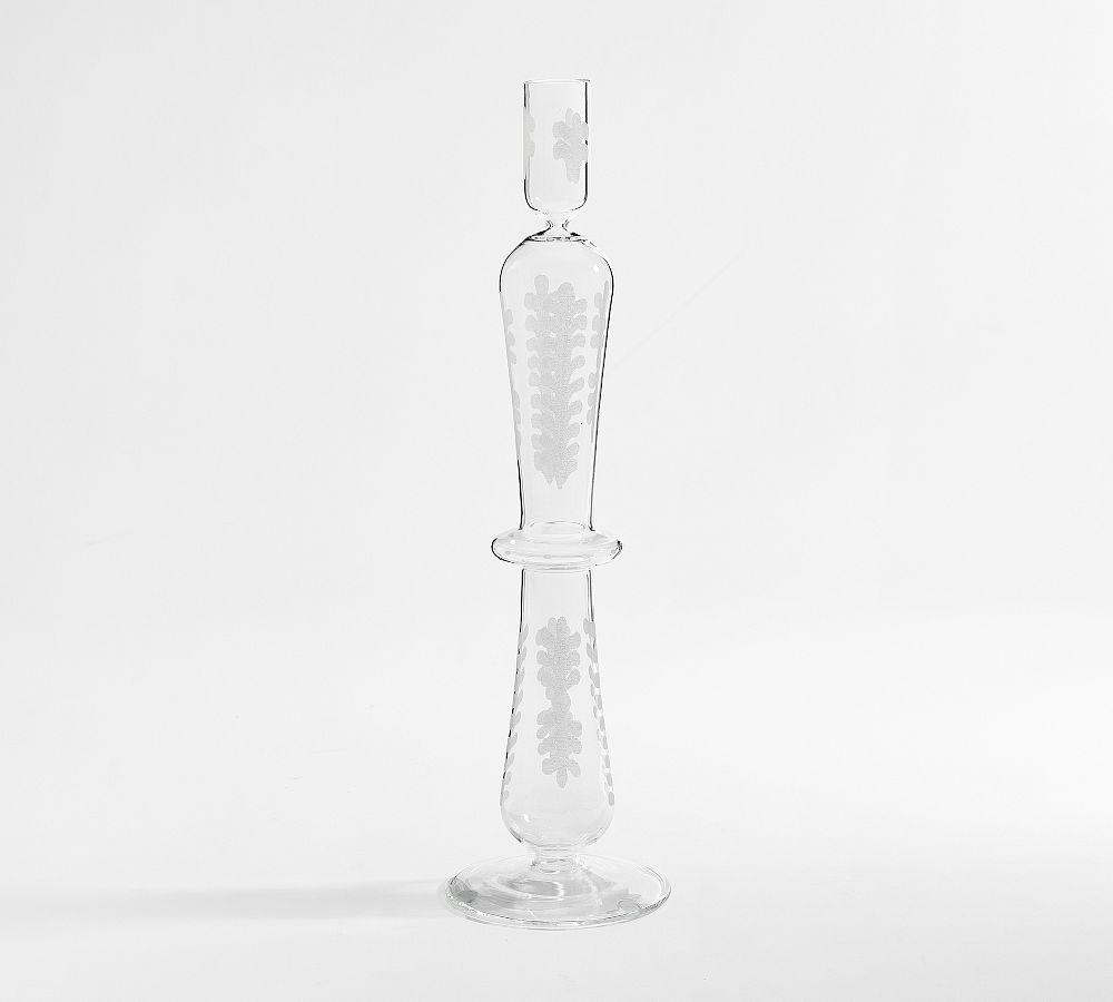Etched Glass Candle Holder - Large