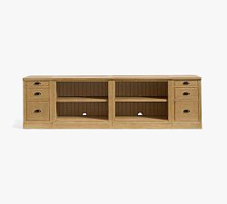 Aubrey Storage Shelf Console with File Cabinets (108'')