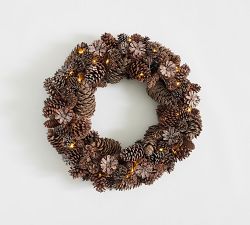 Faux Lit Mixed Pinecone Wreath