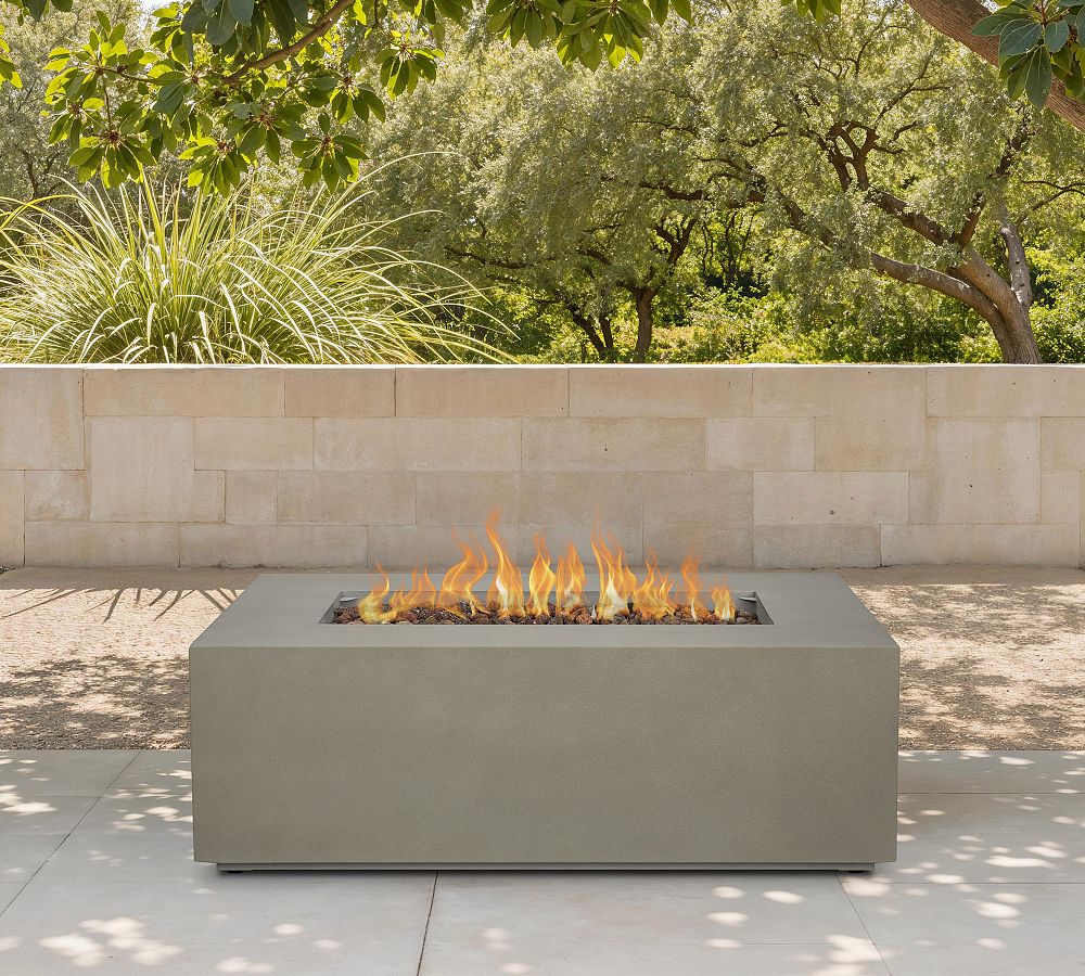 Burrows Steel Rectangular Propane Fire Pit Table with Lid Cover (42&quot;-70&quot;)