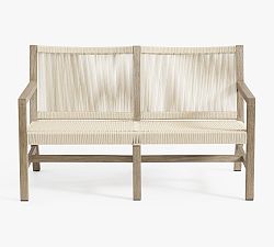 Open Box: Indio Coastal Mahogany &amp; Rope Outdoor Loveseat - Weathered Gray-Oat Rope