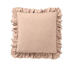 Open Box: Belgian Flax Linen Fringe Ruffle Sham, Euro, Set of 2 - Rosewood Blush
