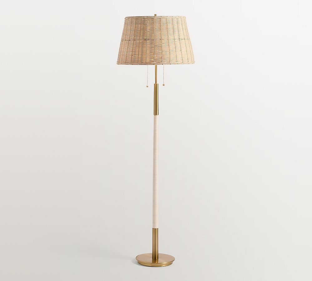 Pottery Barn Reese Rattan Floor Lamp (53")