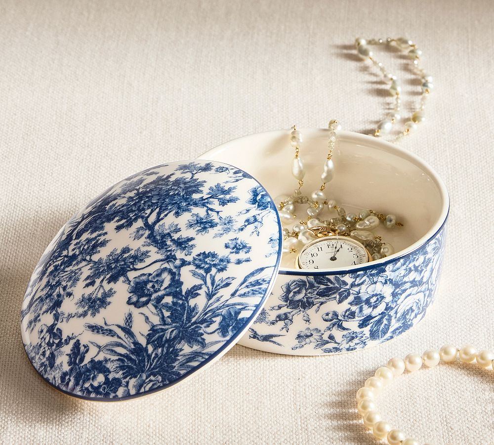 Florence Toile Lidded Jewelry Box