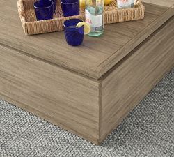 Indio Eucalyptus Modern Platform Outdoor Coffee Table with Storage (33&quot;)