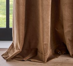Custom Velvet Twill Blackout Curtain - Cognac