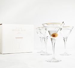 Etched Gold Rim Martini Glasses - Set of 4
