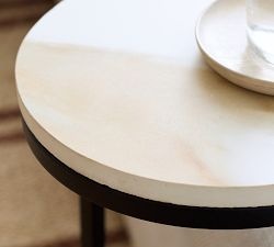 Delaney Marble Round Outdoor C-Table (10&quot;)