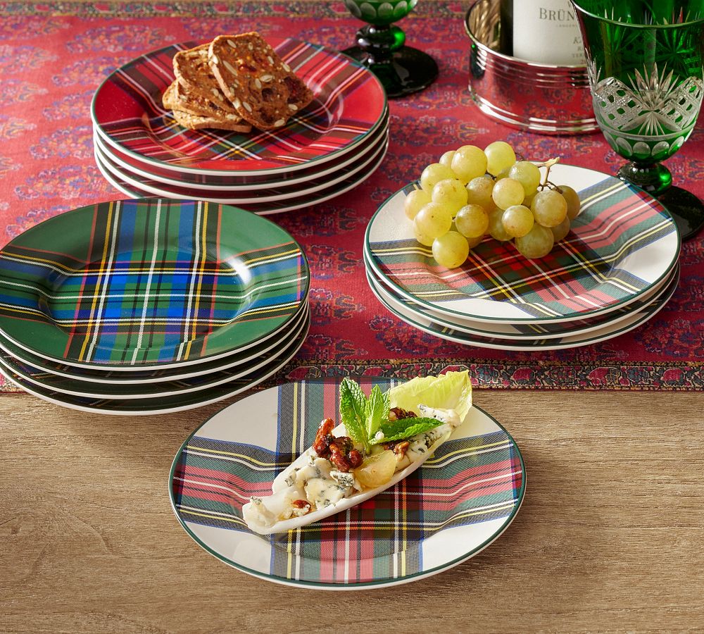 Stewart Plaid Appetizer Plates - Set of 12