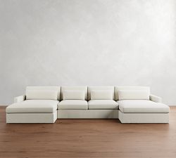 Westwood Slim Arm Deep Seat Slipcovered Double Chaise Sectional (180")