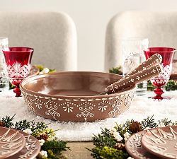 Gingerbread Stoneware Serving Bowl