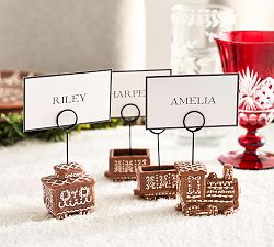 Gingerbread Train Stoneware Place Card Holders - Mixed Set of 4