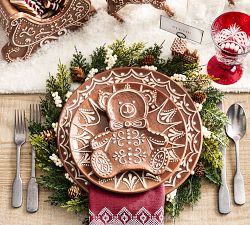 Gingerbread Teddy Bear Stoneware Appetizer Plates - Set of 4