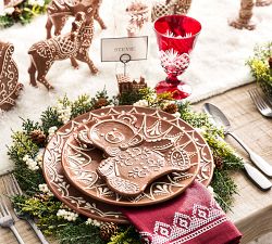 Gingerbread Teddy Bear Stoneware Appetizer Plates - Set of 4
