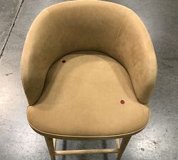 Open Box: Courchevel Leather Stool, Bar Height - Nubuck Camel, Seadrift Leg