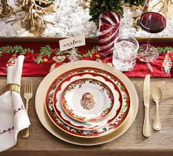 Nostalgic Christmas Icon Stoneware Appetizer Plates - Mixed Set of 4