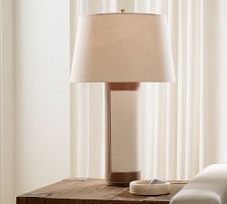 Powell Leather &amp; Linen Table Lamp (28&quot;)